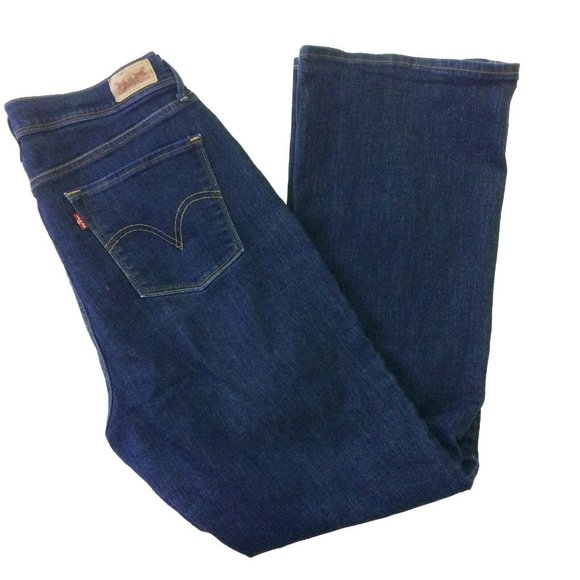 Levi's 512 Women's Jeans Size 14 High Rise Bootcut Perfectly Slimming Dark Denim - Picture 2 of 7